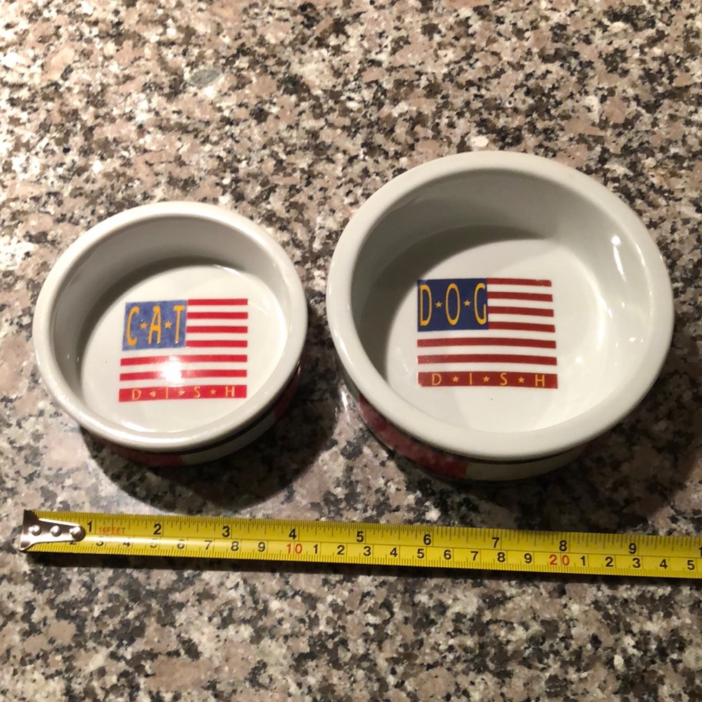 Patriotic Matching Dog & cat dishes - Picture 1 of 5